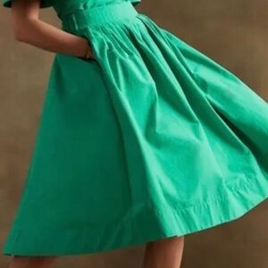 Banana Republic Vibrant Green A-Line Midi Skirt XS P